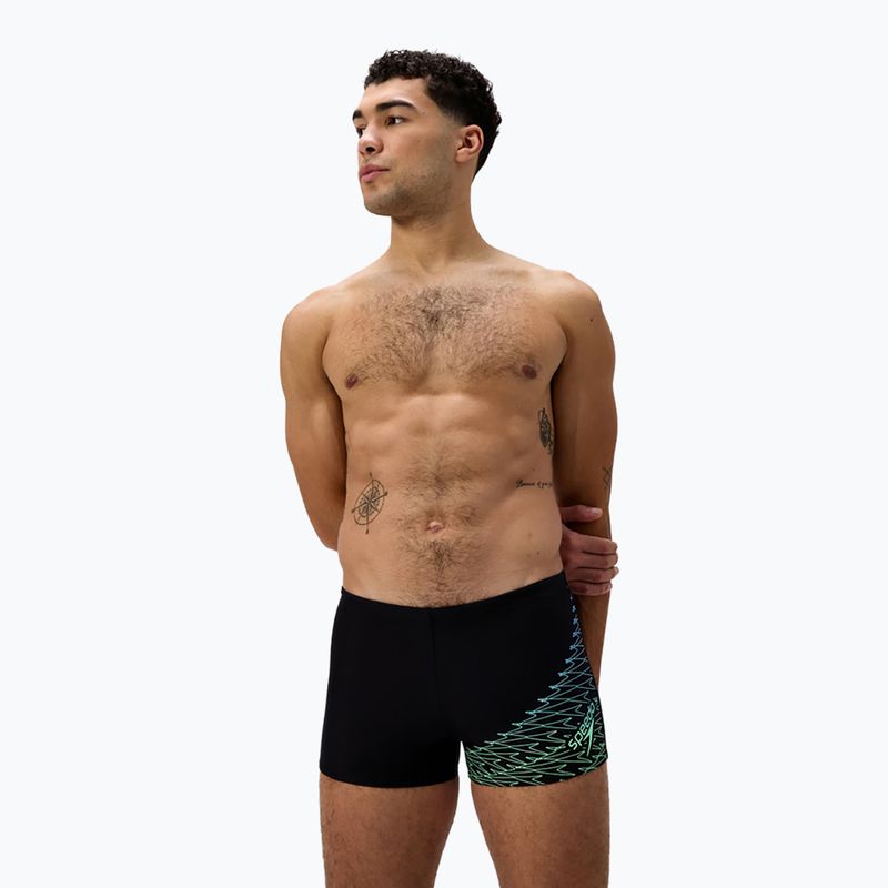 Pánské plavecké boxerky Speedo Medley Logo Aquashort black/alfalfa green