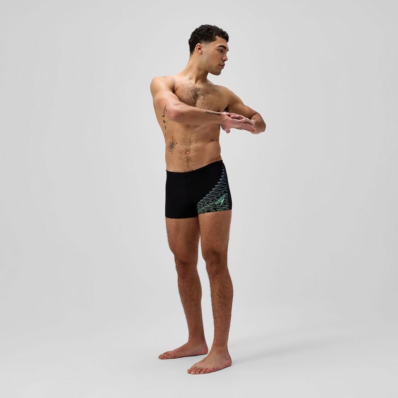 Pánské plavecké boxerky Speedo Medley Logo Aquashort black/alfalfa green 2