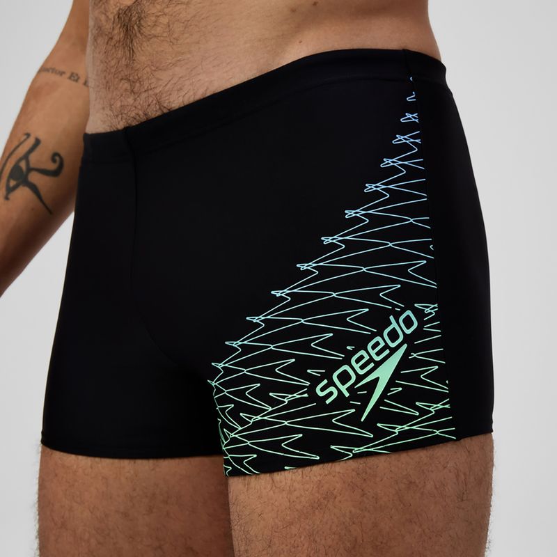 Pánské plavecké boxerky Speedo Medley Logo Aquashort black/alfalfa green 5