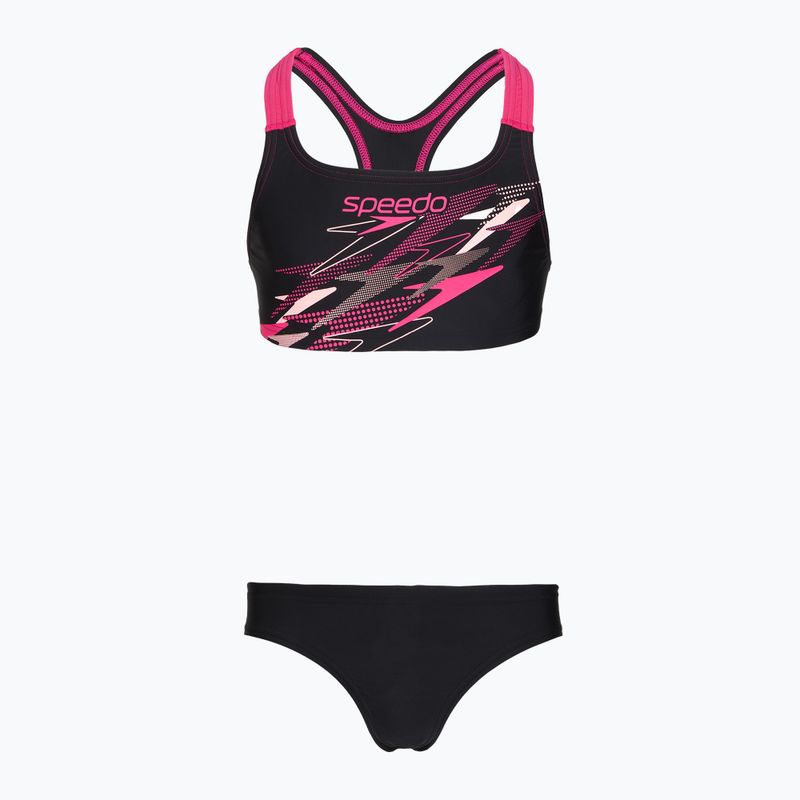 Dvoudílné dětské plavky Speedo Medley Logo Racerback 2pc anthracite/pink