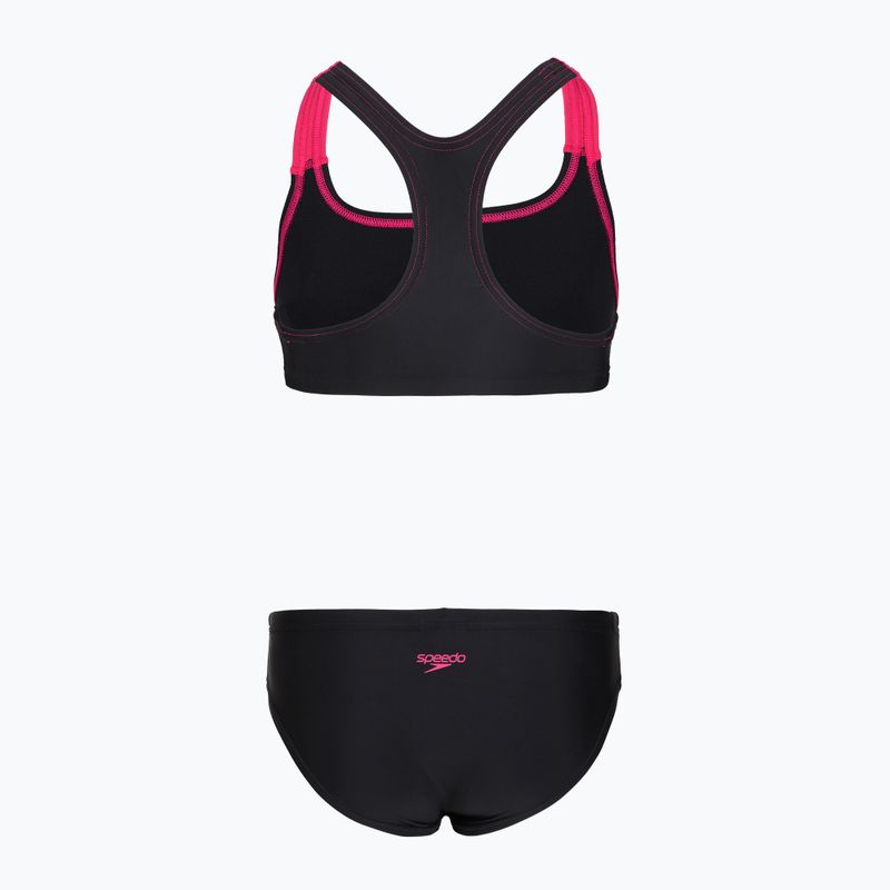 Dvoudílné dětské plavky Speedo Medley Logo Racerback 2pc anthracite/pink 2