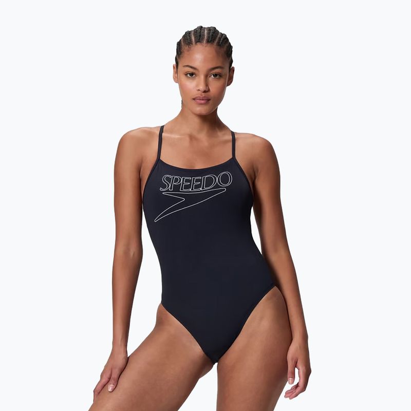 Dámské jednodílné plavky Speedo Endurance+ Logo Thin Strap anthracite