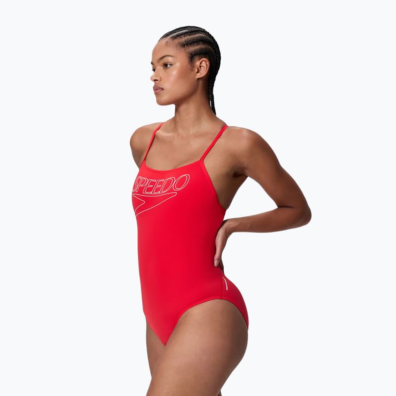 Dámské jednodílné plavky Speedo Endurance+ Logo Thin Strap high risk red 3