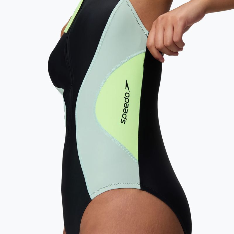 Dámské jednodílné plavky Speedo Ocean Flex Zip black/pale clover 5