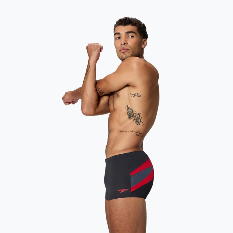 Pánské plavecké boxerky Speedo Hyperboom Aquashort anthracite/high risk red 3