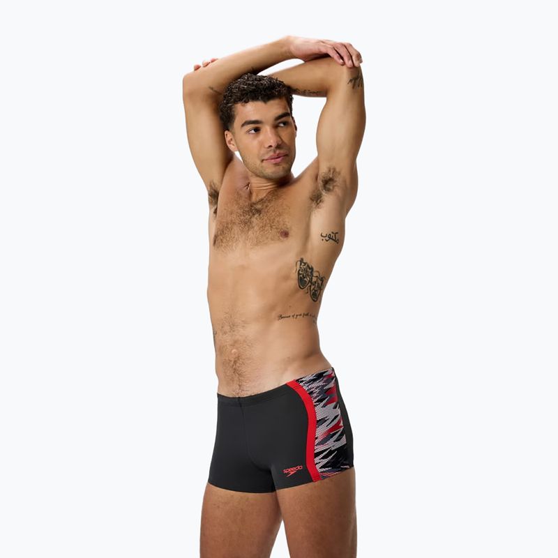 Plavecké boxerky Speedo Hyperboom Splice Aquashort anthracite/high risk red 3