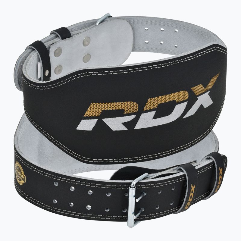 Vzpěračský opasek RDX Belt 6" Leather black/gold 5