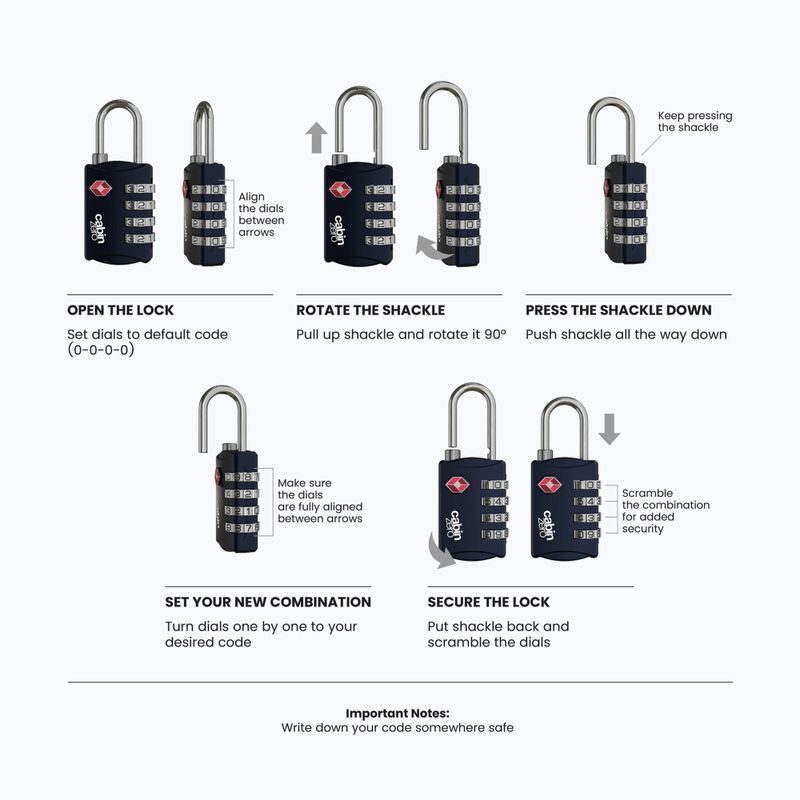 Zámek CabinZero Travel TSA Lock aruba blue 2