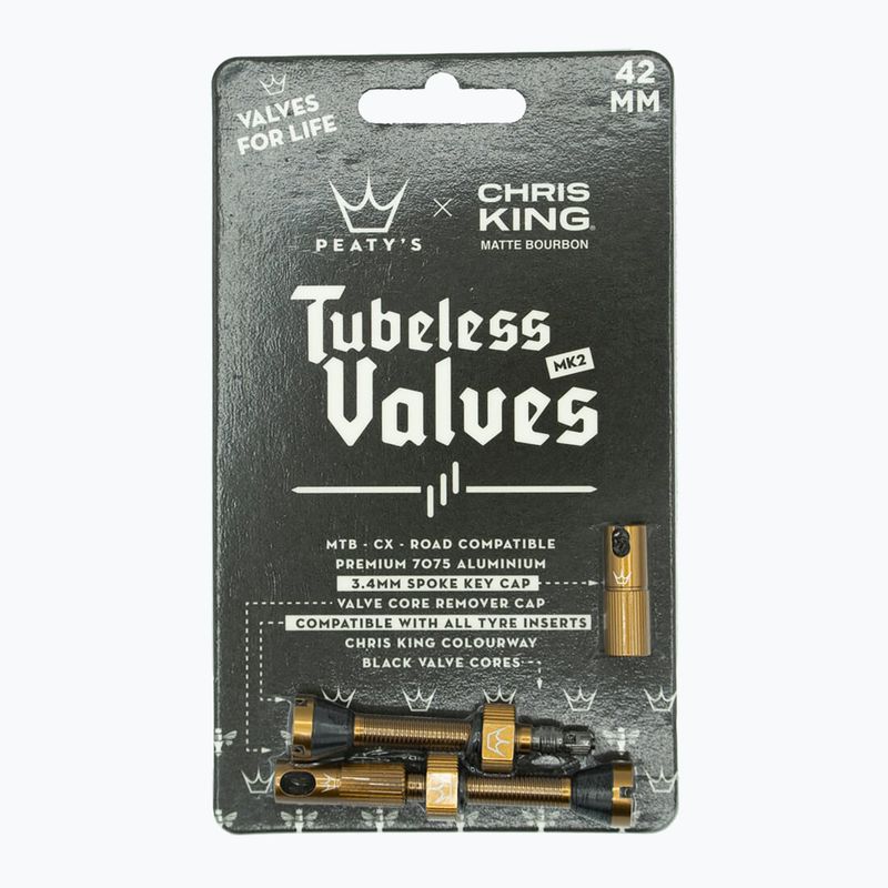 Sada ventilků Peaty's X Chris King MK2 Presta 42 mm bourbon 2