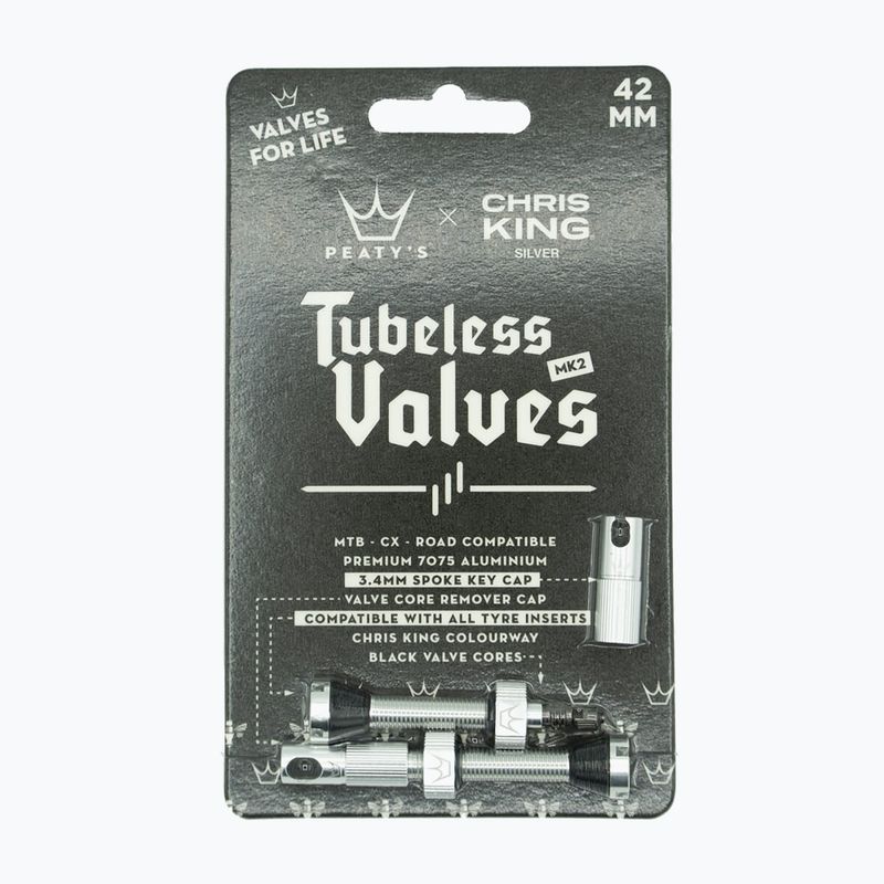 Peaty'S X Chris King Mk2 Tubeless Valves presta valve kit PTV2-42-SIL-12 grey 83777 2