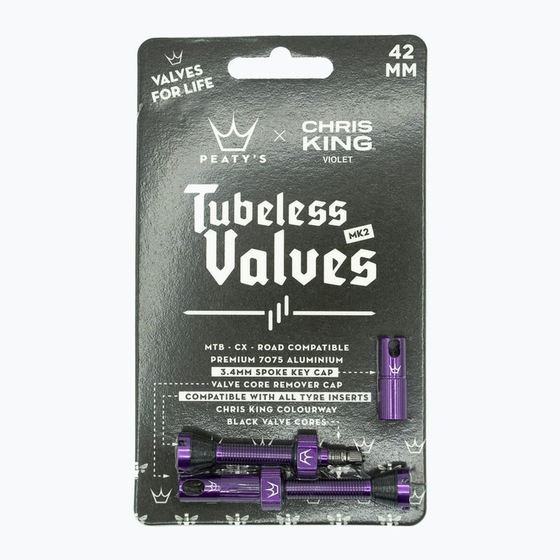 Sada ventilků Peaty's X Chris King MK2 Presta 42 mm violet 2