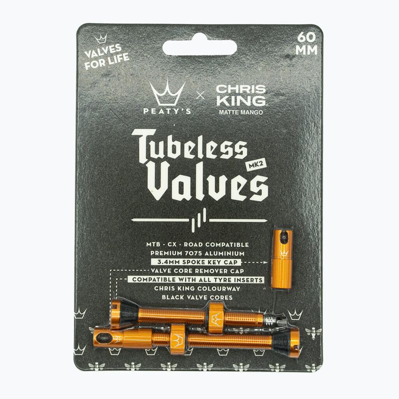 Sada ventilků Peaty's X Chris King MK2 Tubeless Valves 60 mm mango  2
