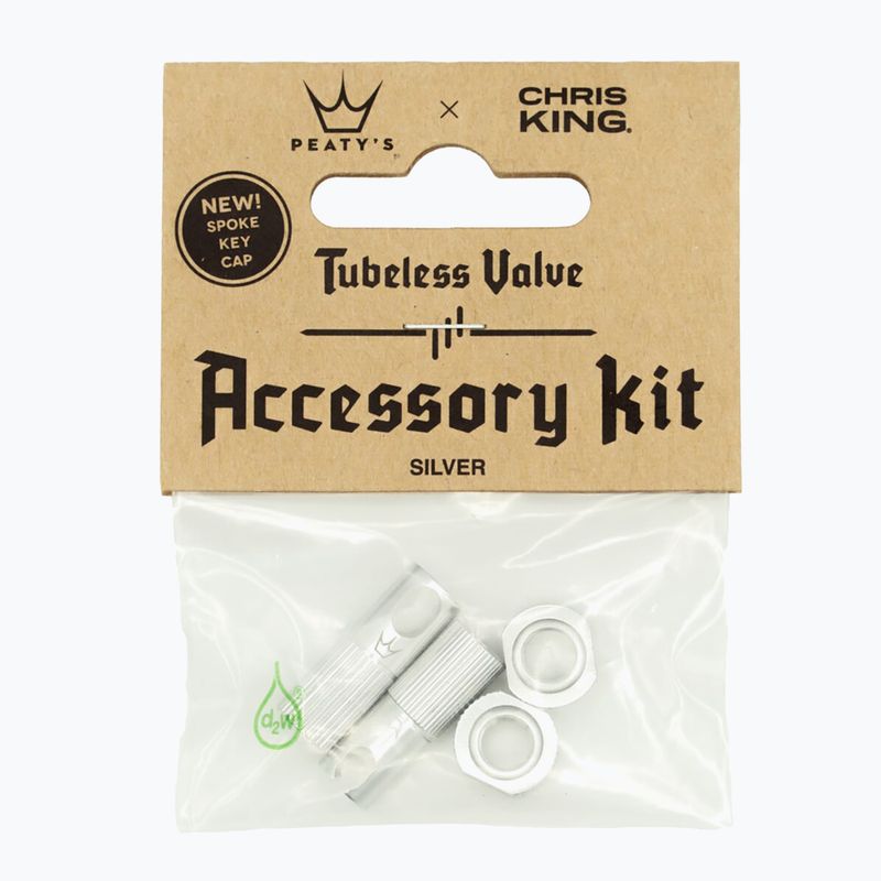 Peaty's X Chris King Mk2 Tubeless Valves Accessory Kit stříbrná 83805