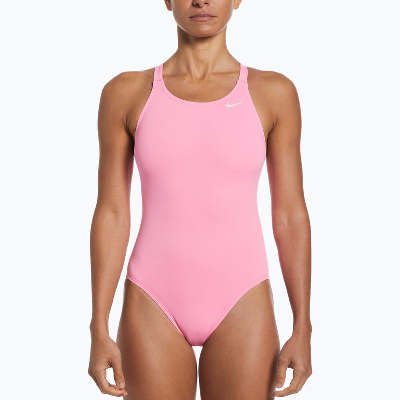 Nike Hydrastrong Solid Fastback dámské jednodílné plavky růžové NESSA001-660 4