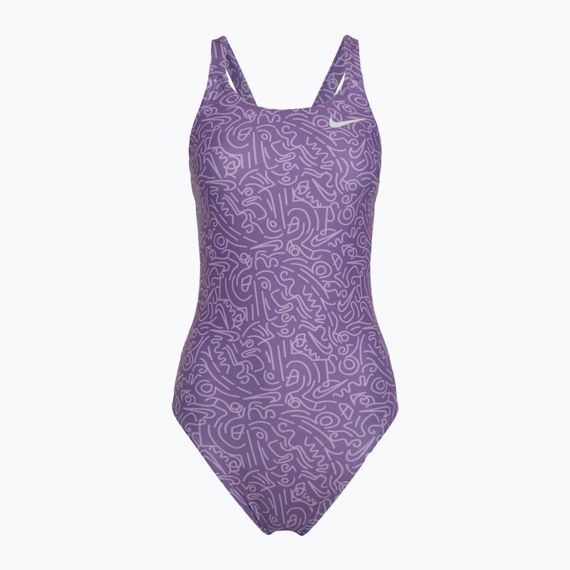 Dámské jednodílné plavky Nike Hydrastrong Multi Print Fastback space purple