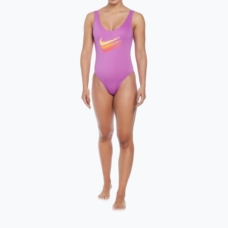 Dámské jednodílné plavky Nike Multi Logo U-Back fuchsia dream 9