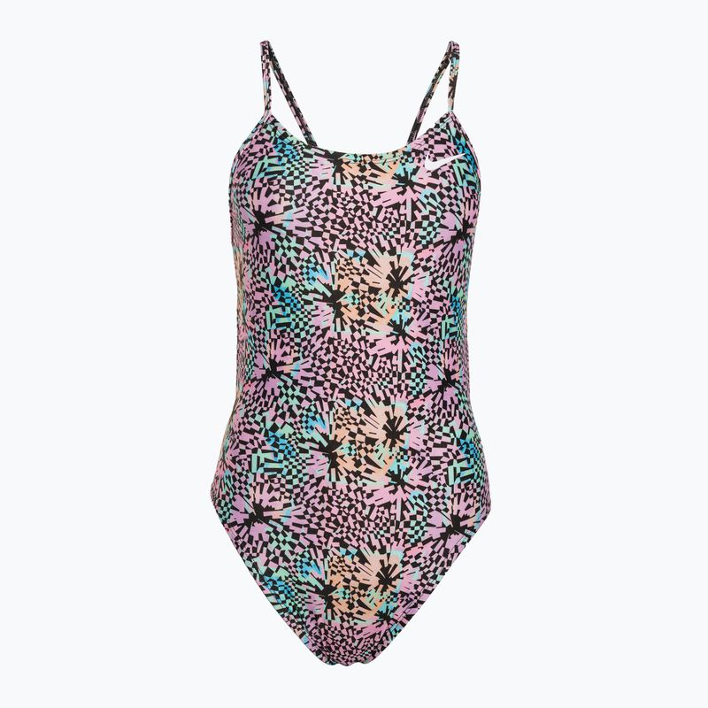 Dámské jednodílné plavky Nike Hydrastrong Multi Print pink bloom