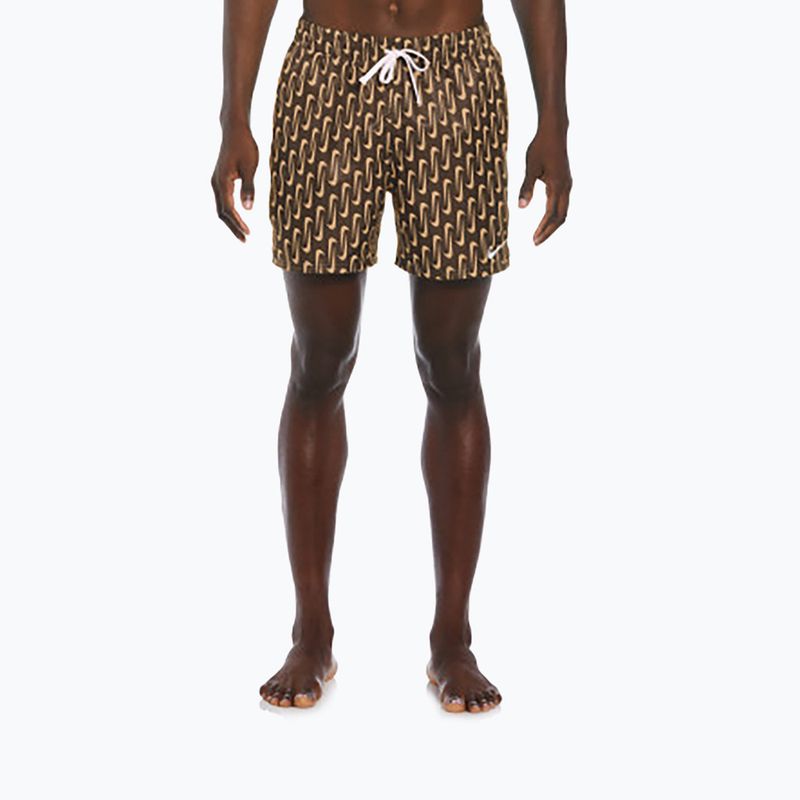 Pánské plavecké šortky Nike Swoosh Link 5" Volley cacao wow 4