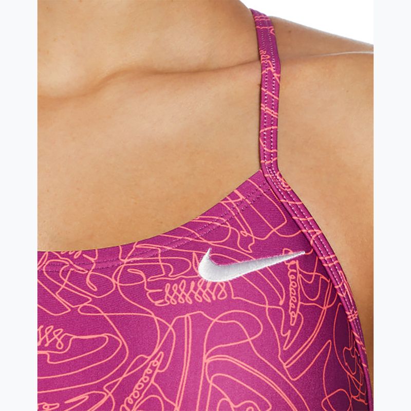 Dámské jednodílné plavky  Nike Hydrastrong Multi Print Cutout hot fuchsia 4