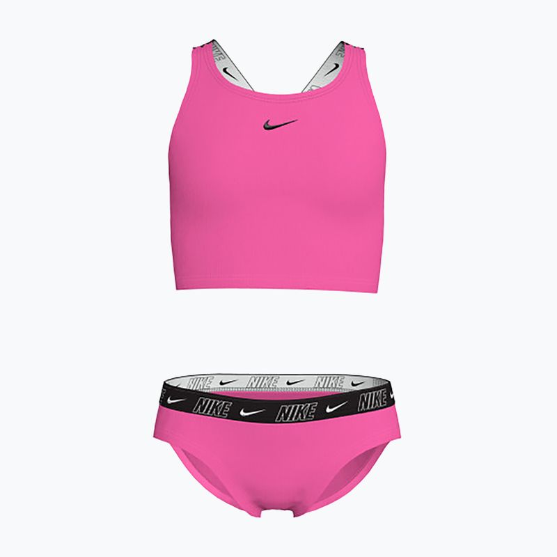 Dětské dvoudílné plavky Nike Logo Tape Crossback Midkini hyper pink