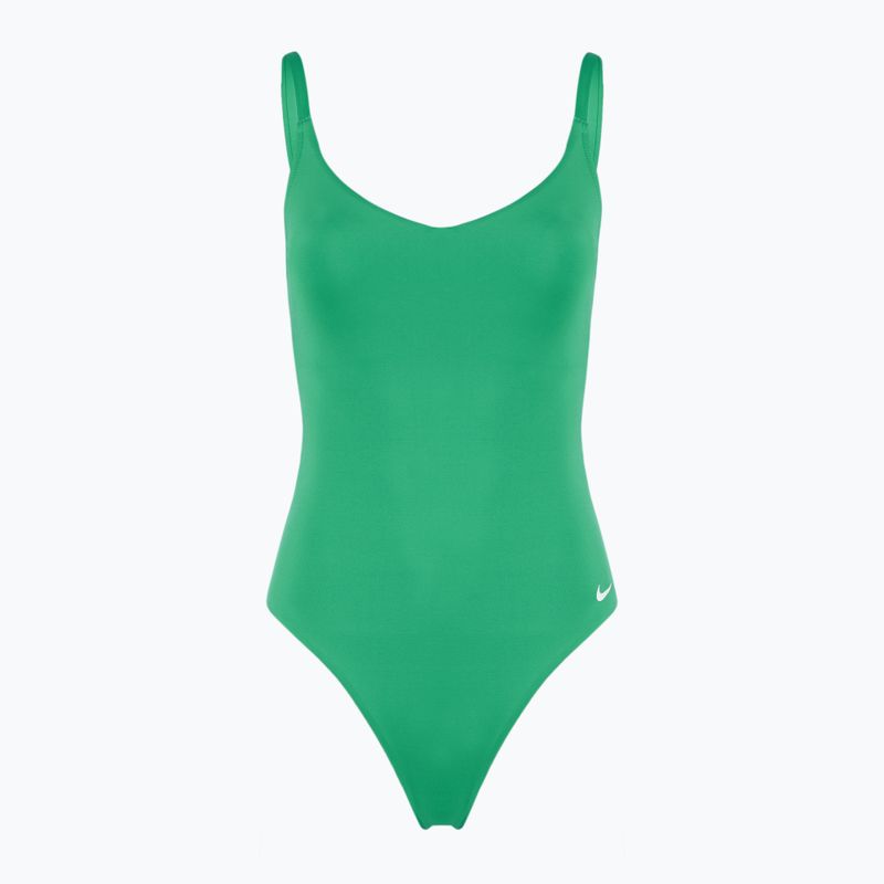 Dámské jednodílné plavky Nike Essential V-Neck stadium green