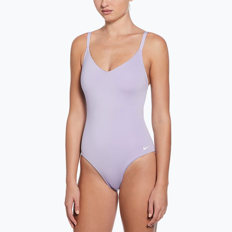 Dámské jednodílné plavky Nike Essential V-Neck hydrangeas