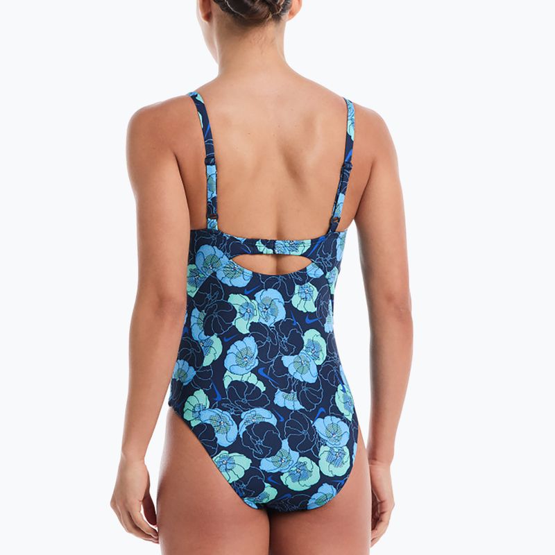 Dámské jednodílné plavky Nike Poppy Print V-Neck midnight navy 3