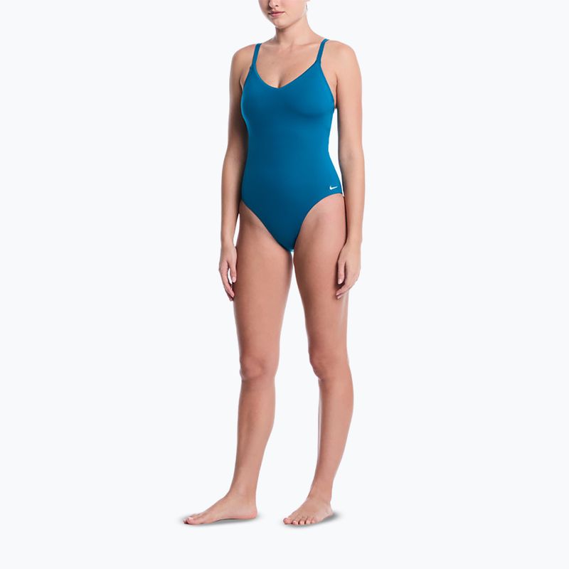 Dámské jednodílné plavky Nike Essential V-Neck green abyss 2