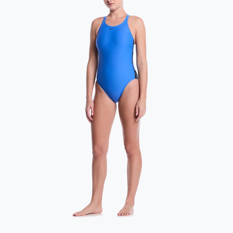 Dámské jednodílné plavky Nike Logo Tape Fastback blue crystal 2