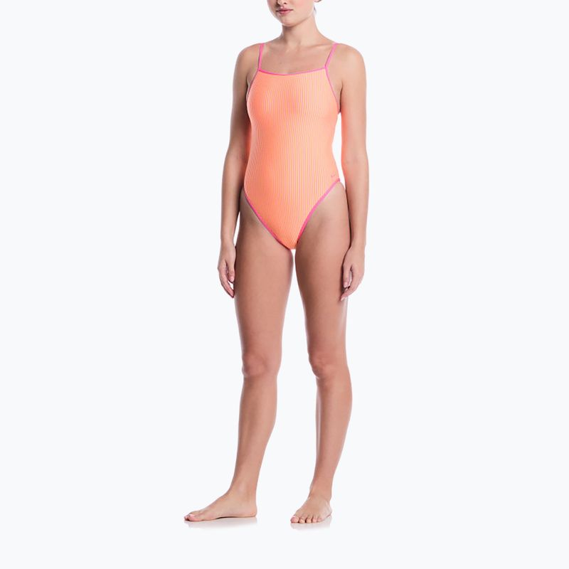 Dámské jednodílné plavky Nike Ocean Bound Ripple Texture Square Neck pink glow 2