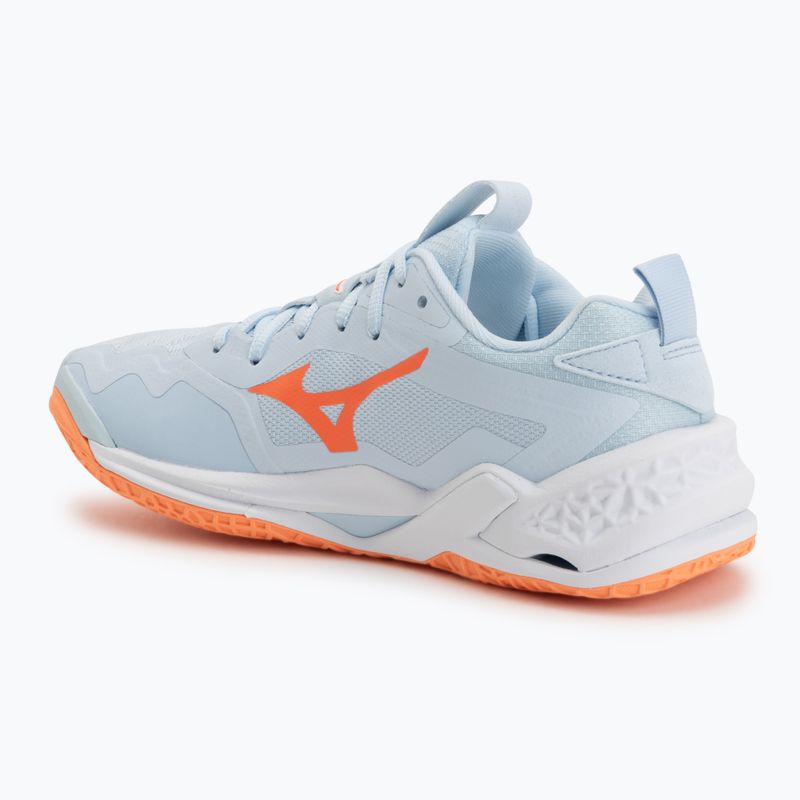 Dámské házenkářské boty Mizuno Wave Stealth Neo 2.1 blue finch/lava orange/white 3