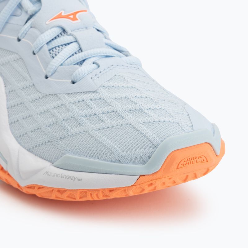 Dámské házenkářské boty Mizuno Wave Stealth Neo 2.1 blue finch/lava orange/white 7