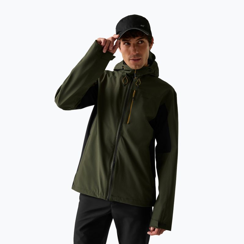 Pánská nepromokavá bunda REGATTA Birchdale II dark khaki/black