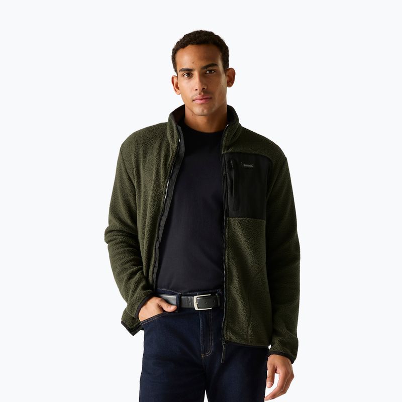 Pánská fleecová mikina REGATTA Frankie Borg dark khaki/black 4