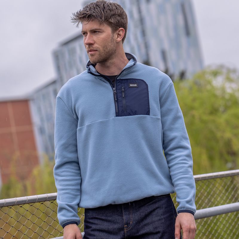 Pánská fleecová mikina REGATTA Frankie Borg Half Zip grey mirage/black 10