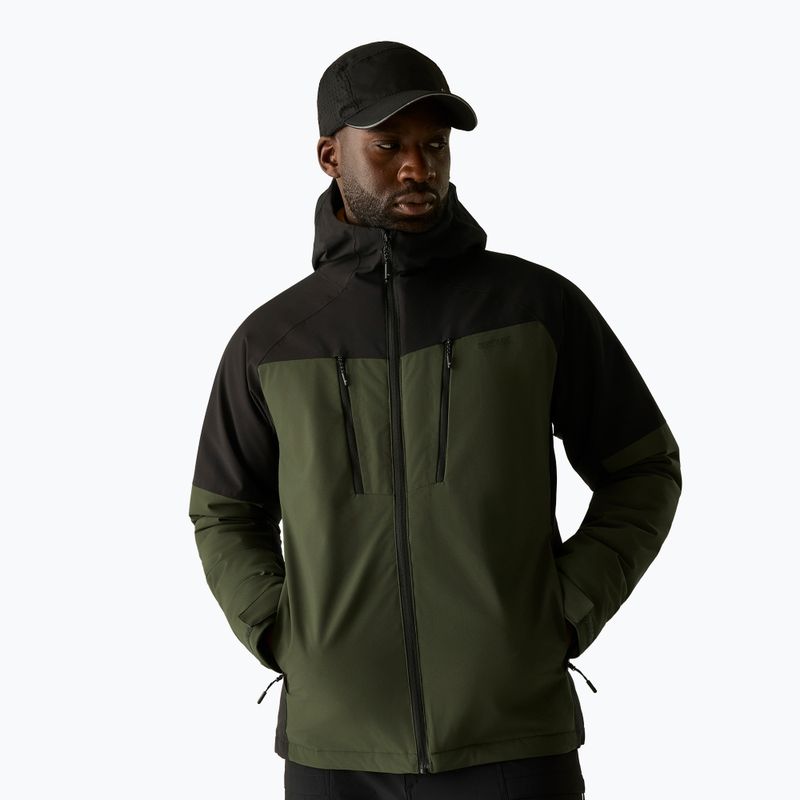 Pánská nepromokavá bunda REGATTA Highton Stretch Padded dark khaki/black