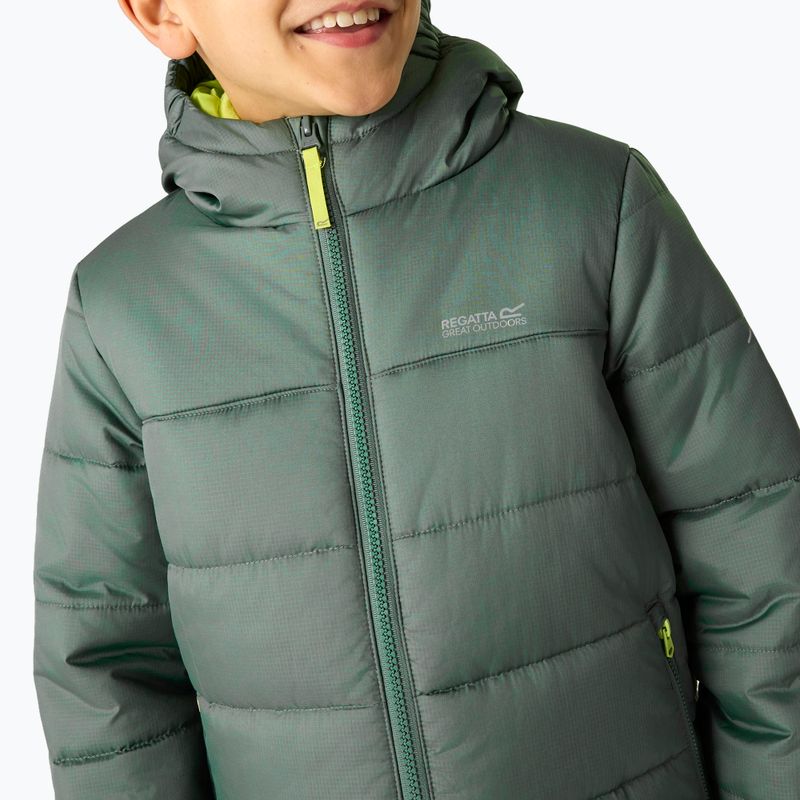 Dětská péřová bunda REGATTA Hooded Marizion dark forest green/wild lime 11