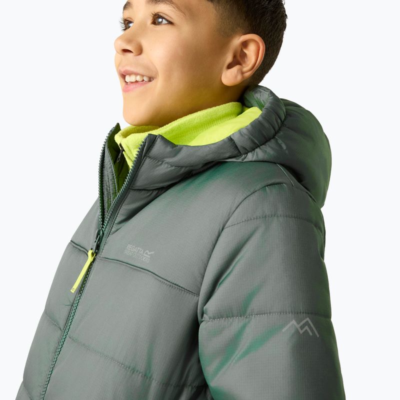 Dětská péřová bunda REGATTA Hooded Marizion dark forest green/wild lime 12
