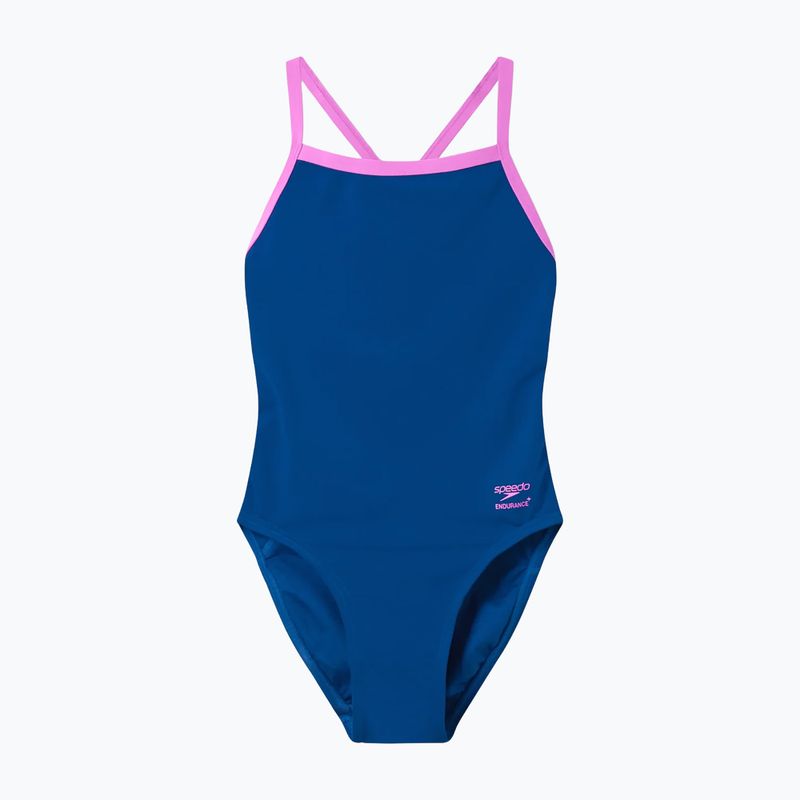 Dámské jednodílné plavky Speedo Solid Turnback denim teal 6