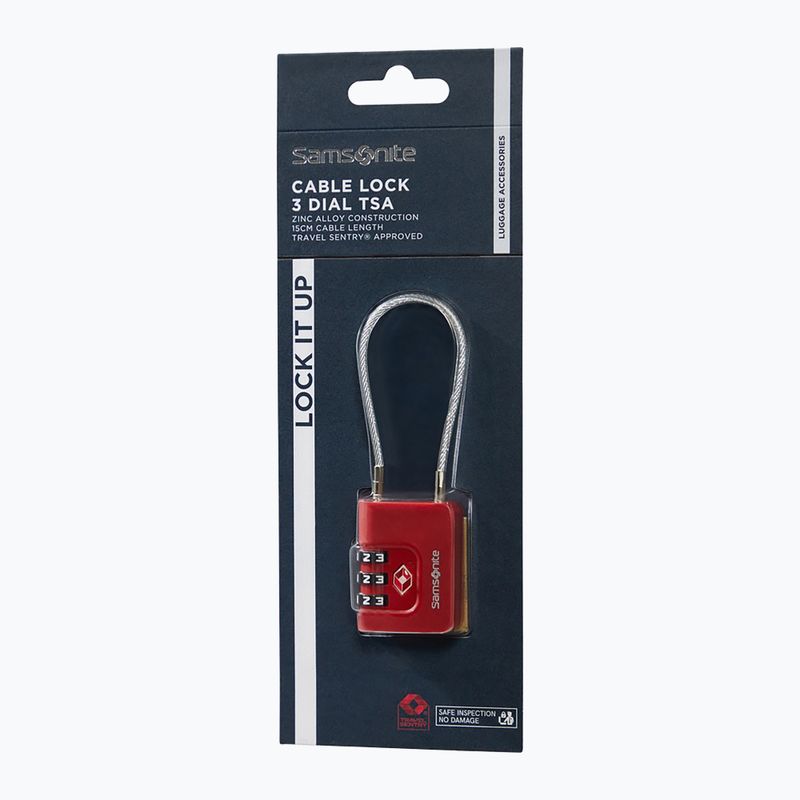 Visací zámek Samsonite Cablelock 3 Dial TSA red 3