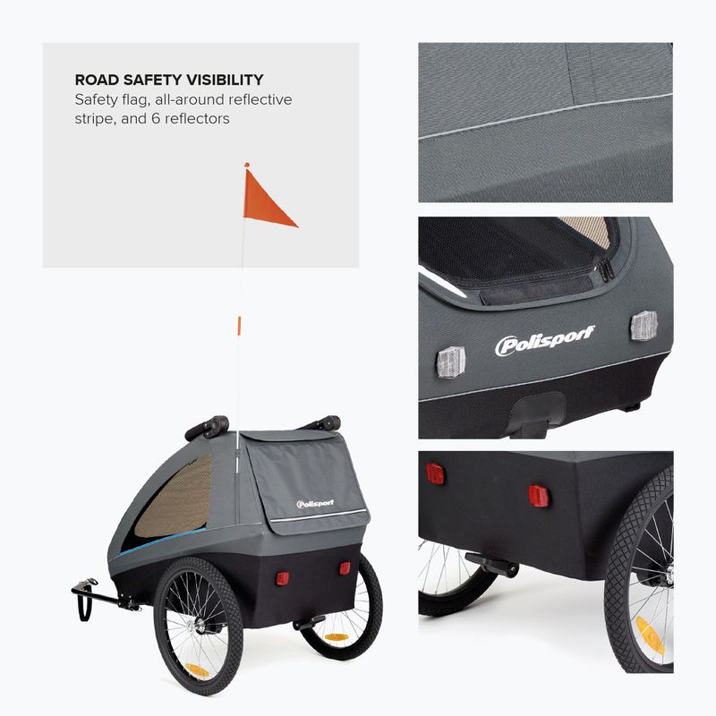 Přívěsný vozík za kolo Polisport Kids Trailer&Stroller black/grey 5