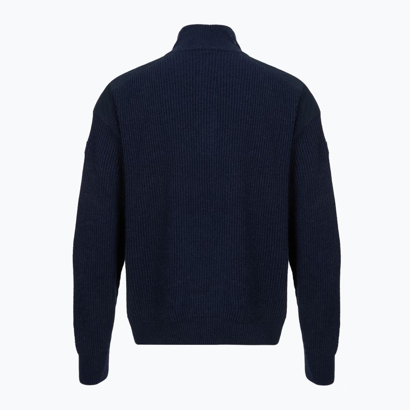 Pánský svetr Dovre Ribbed Knit Half Zip navy 2