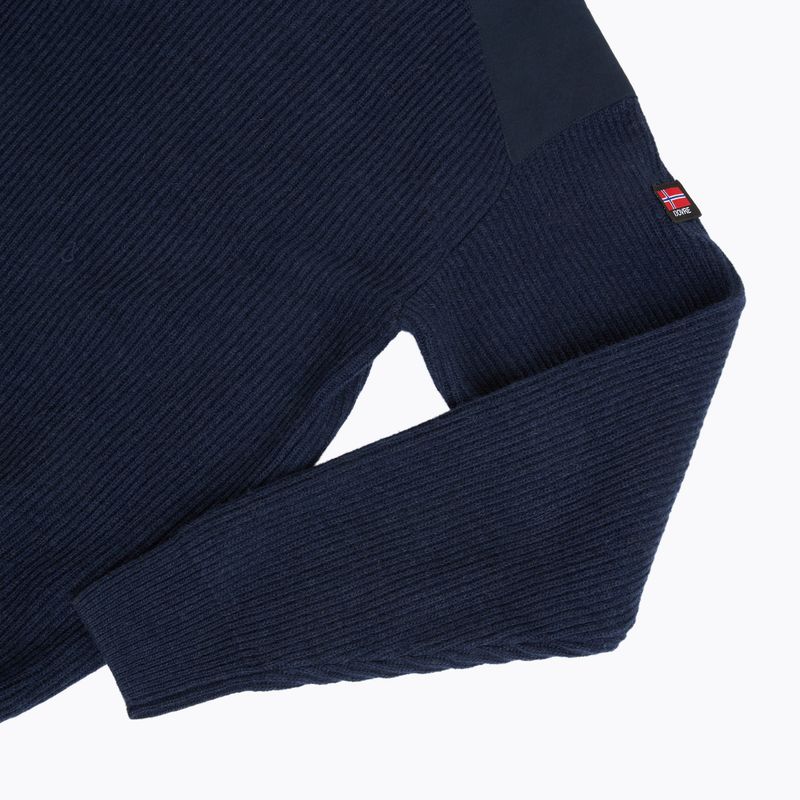 Pánský svetr Dovre Ribbed Knit Half Zip navy 4