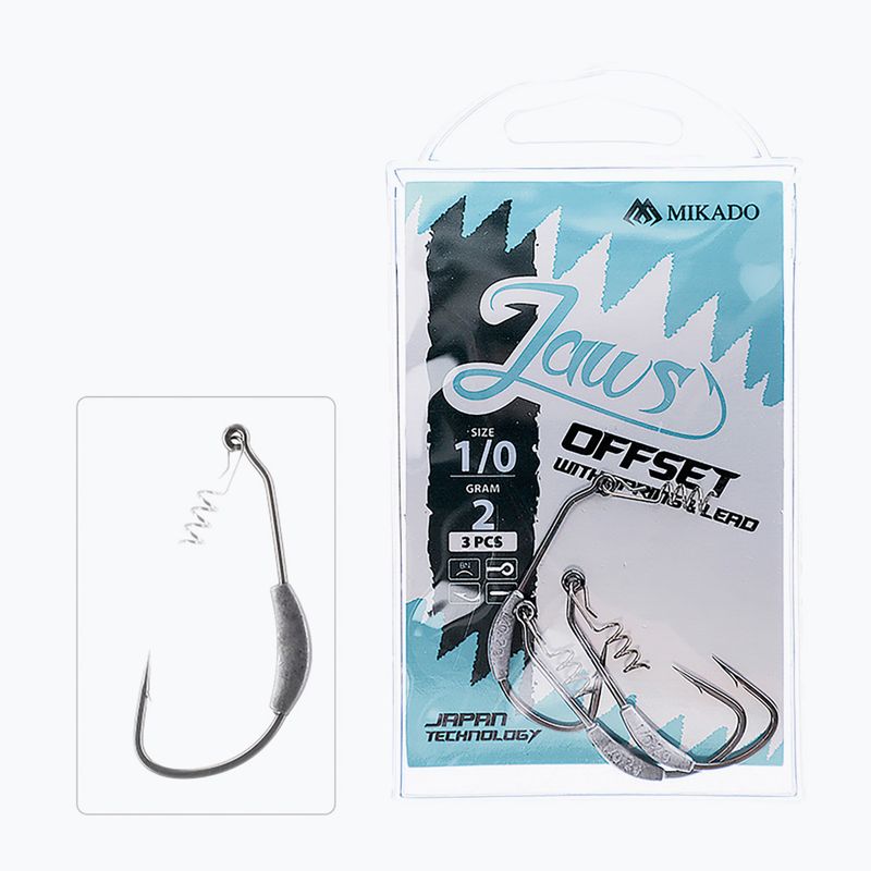 Háček Mikado Jaws Offset se šroubovacím závažím 7G 3 ks stříbrný HJA04