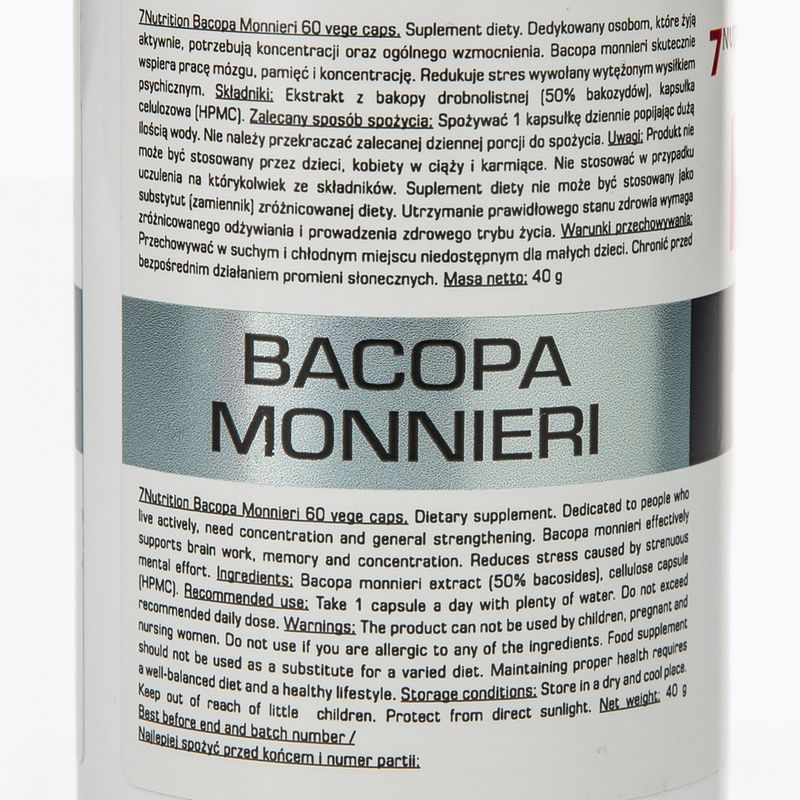 Bacopa Monnieri 7Nutrition 550mg paměť a koncentrace 60 kapslí 7Nu000426 3