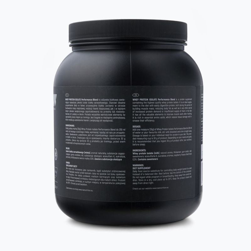 Syrovátkový proteinový izolát Raw Nutrition 900g malina WPI-59017 2