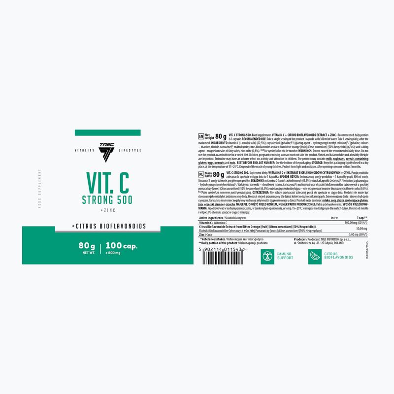 Vitamin C Trec Vit.C Strong 500 100 kapslí 2