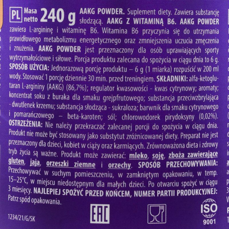 Předtréninkový přípravek Trec AAKG 240g pomeranč TRE/909 3