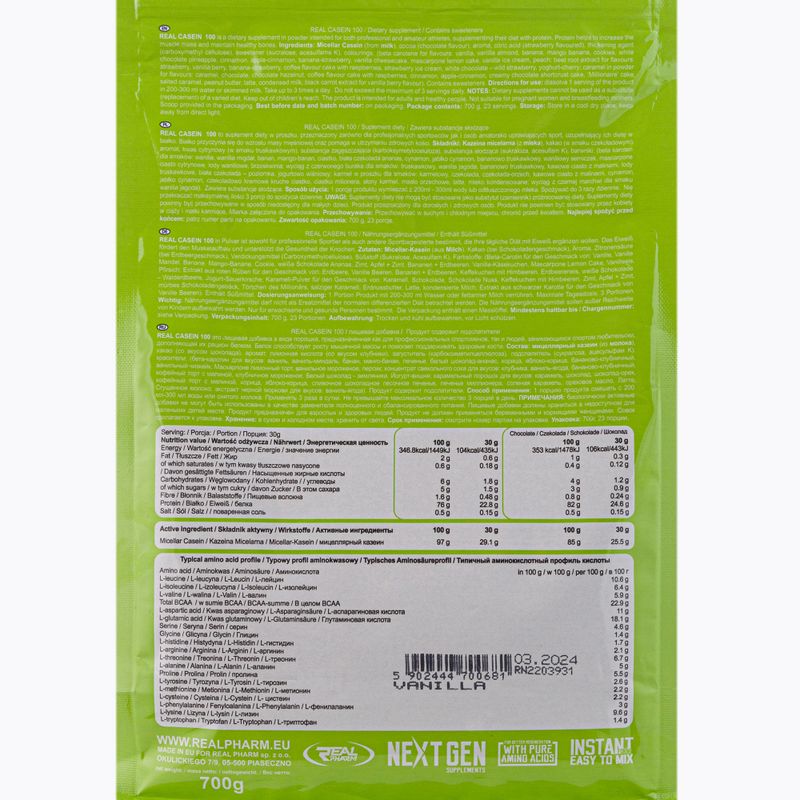 Kazeín Real Pharm Real Casein 700g vanilka 700681 2