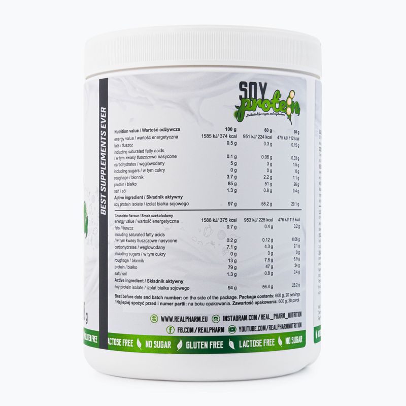 Sójový protein Real Pharm Soy Protein 600g čokoláda 715340 2
